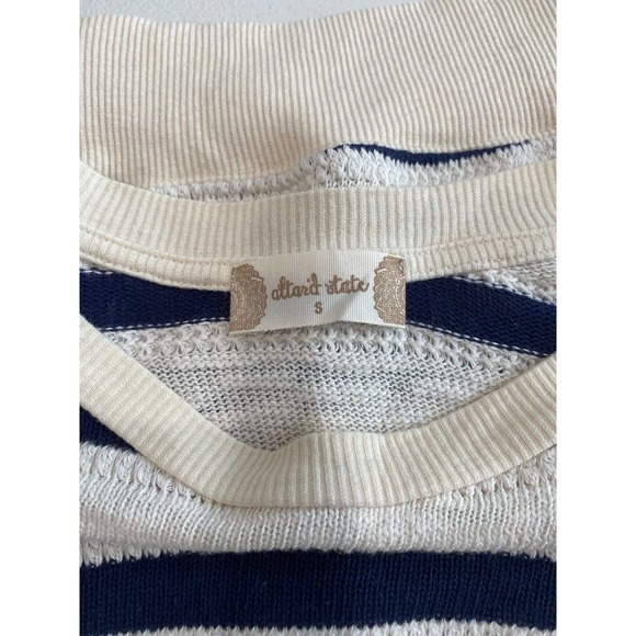 Women's Small Striped Sweater Altar'd State Navy Blue Cream Fall Oversize - Picture 5 of 6